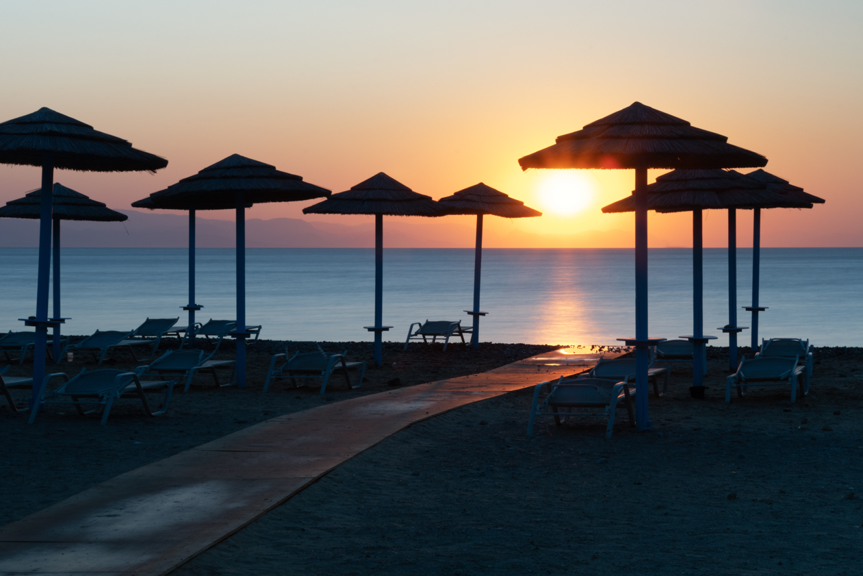 Griekenland Greece Kok Island Waterscape Parasol Beach Strand Sunrise Zonsopgang