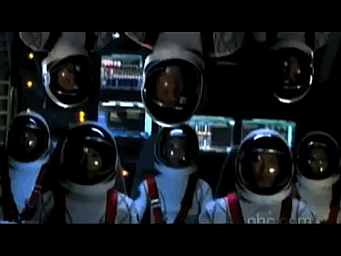 defying gravity launching scene space suits