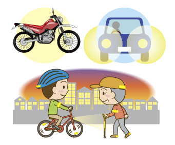 オートバイや車のハイビームのイメージ