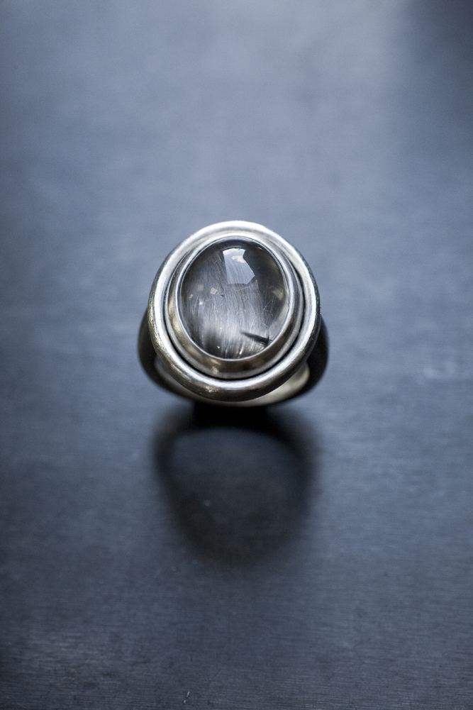 Brookite in Quarts Ring NO:23-3-R 素材 K10WG x SV925 x ブルッカイトインクウォーツ