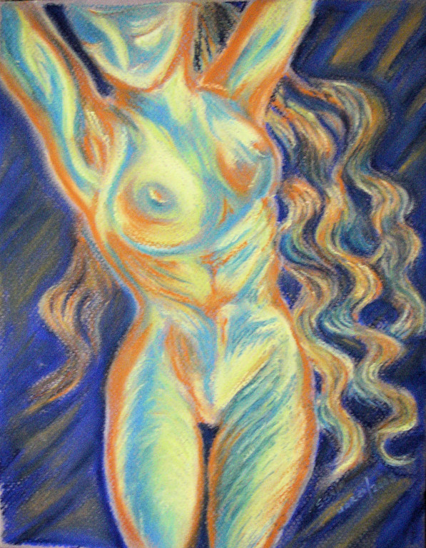"Woman" pastels on paper, 8 1/2"x11", 2007