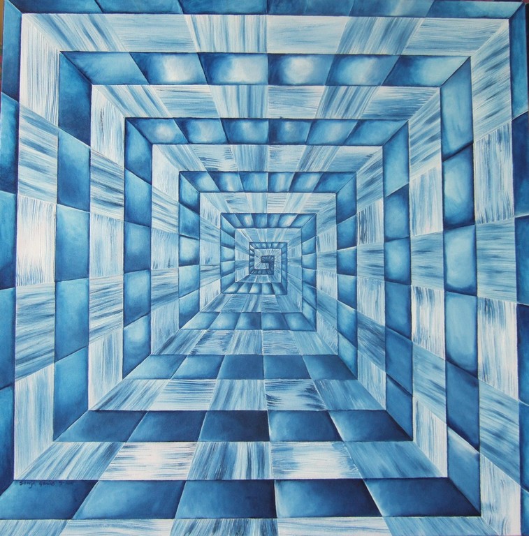 #319 - (Squares/Rays II) "House of Mirrors", oil on canvas, 30x30, 10/11