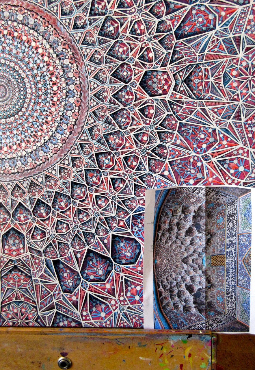 "The Moon" detail and pic of inspiration... ceiling in the Sheikh Lutf Allah Mosque in Iran