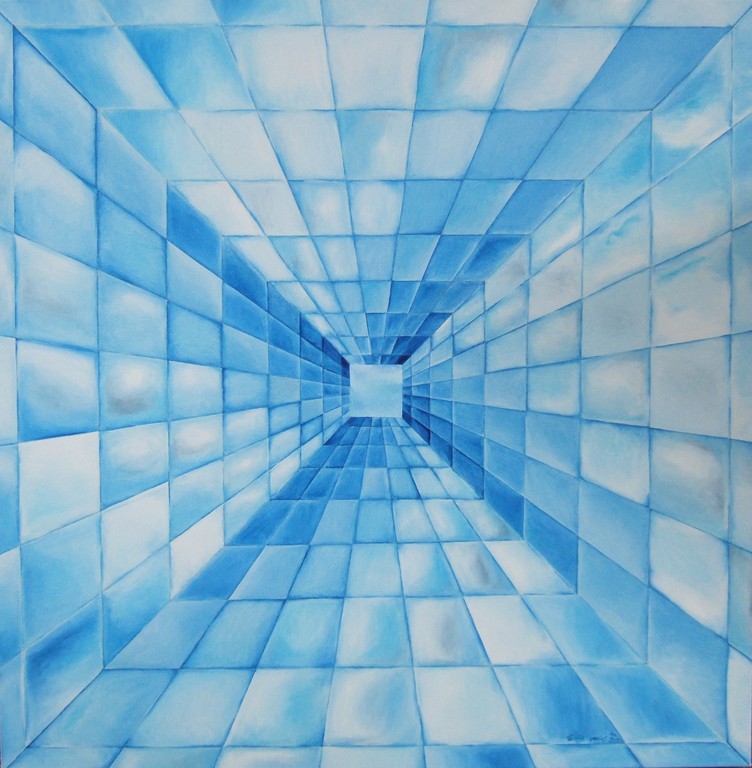 #317 - (Squares/Rays Series I) "Looking Glass", oil on canvas, 30x30, 2/11