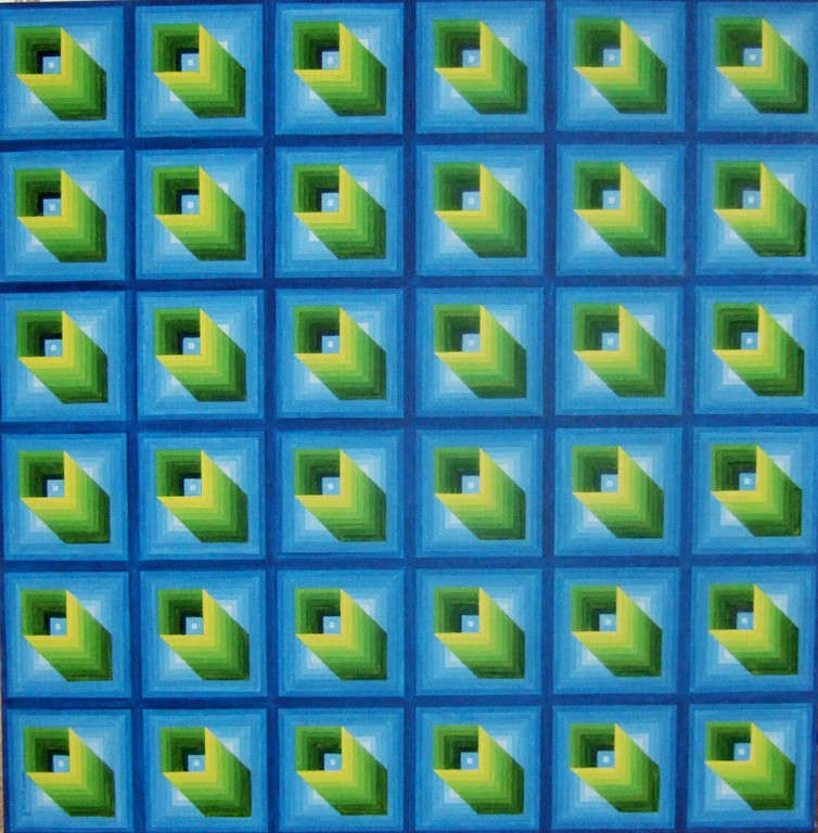 #58 - Untitled, oil on canvas 36x36, Jan.2012 - inspired by Yvaral Vasarely