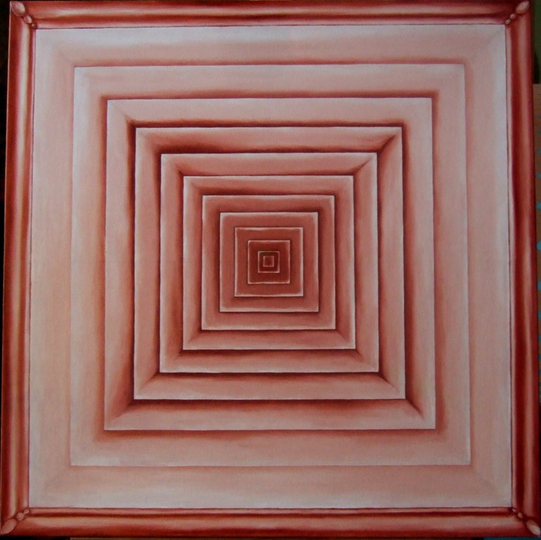 #321 - (Squares/Rays IV) "View of Self", oil on canvas, 30x30, 4/12