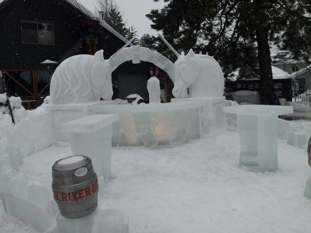 This was an outside bar with the taps build directly into the ice