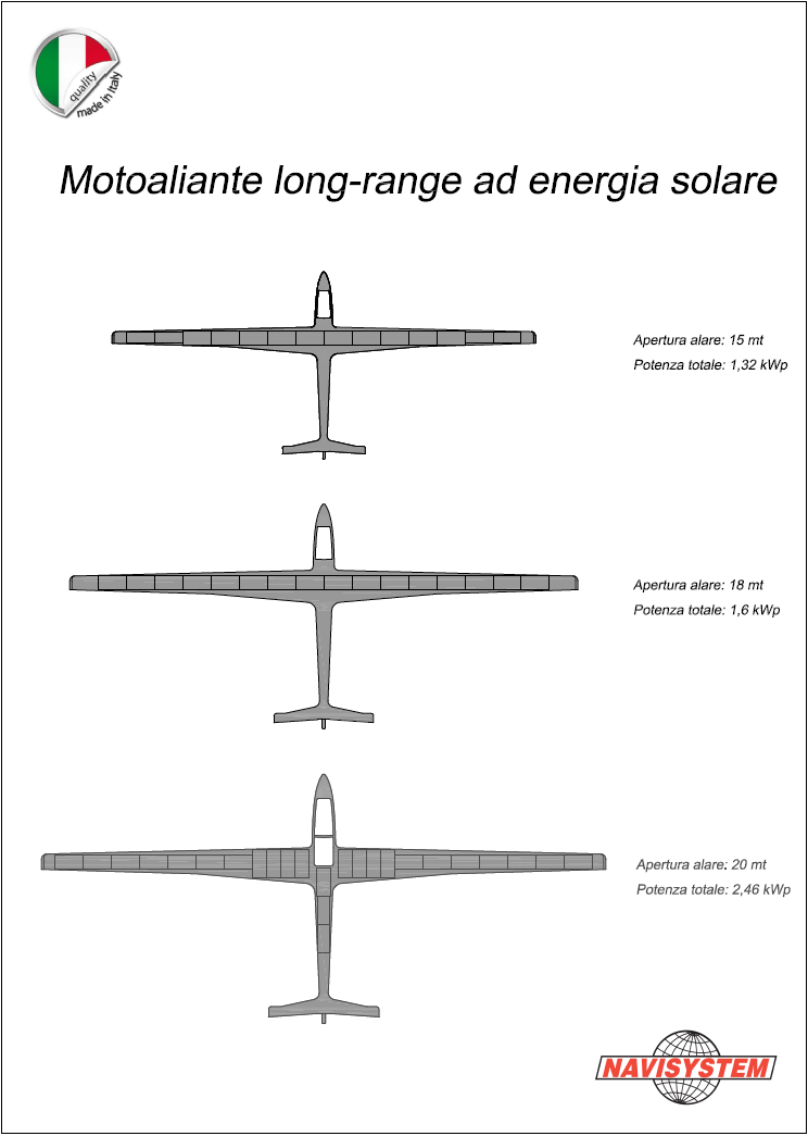 navisystem, motoaliante, aereo, energia solare, fotovoltaico, pannelli solari, energie alternative
