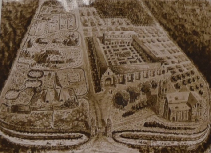 Zaal Middeleeuwen, Berghklooster verbeeld,  ook in documentatie Middeleeuwenzaal Observeum (foto Gerhild van Rooij)