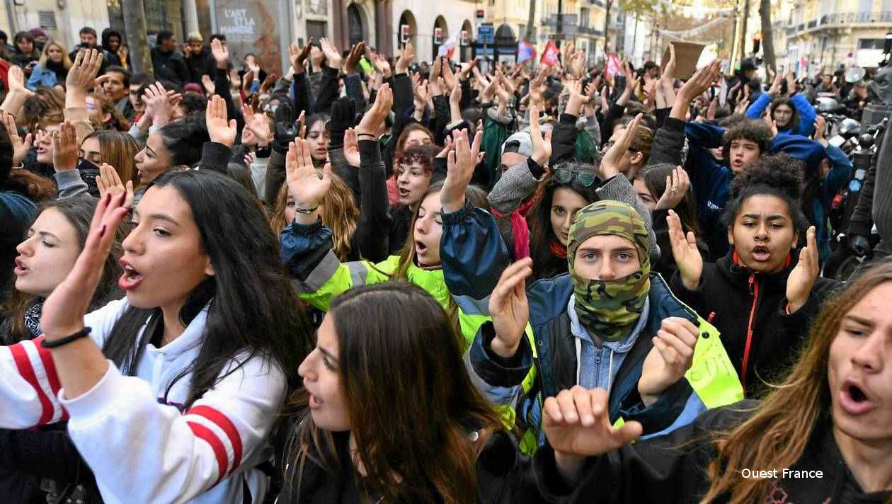 Manif des lycéens (Photo Ouest France) - 11/12/18