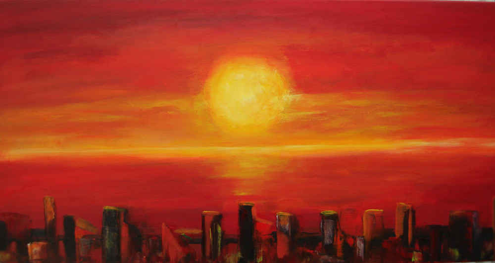 Sonnenuntergang/Skyline 2015   100 x 50 cm