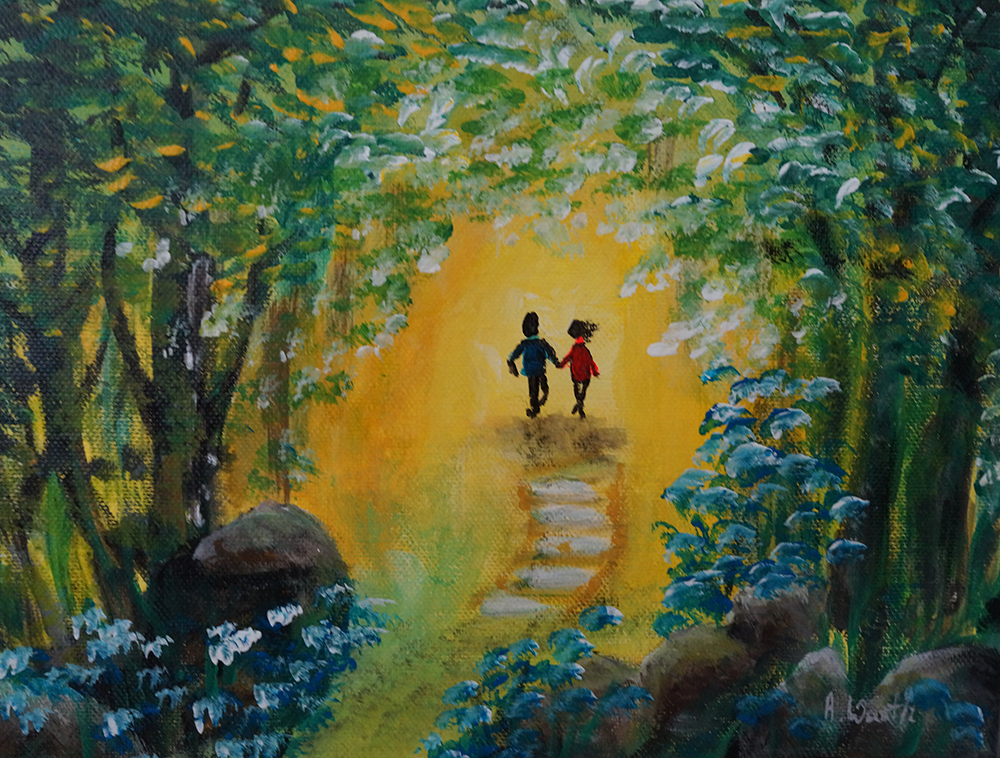 Waldspaziergang 25 x 30 cm, Acryl 2022