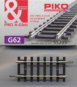 PIKO 55205 binario dritto lunghezza 62 mm scala 1:87 PIKO 55205 binario dritto lunghezza 62 mm scala 1:87