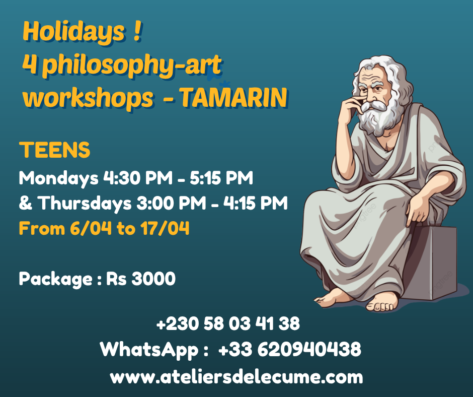 Holidays ! 4 philosophy-art workshops for teens !