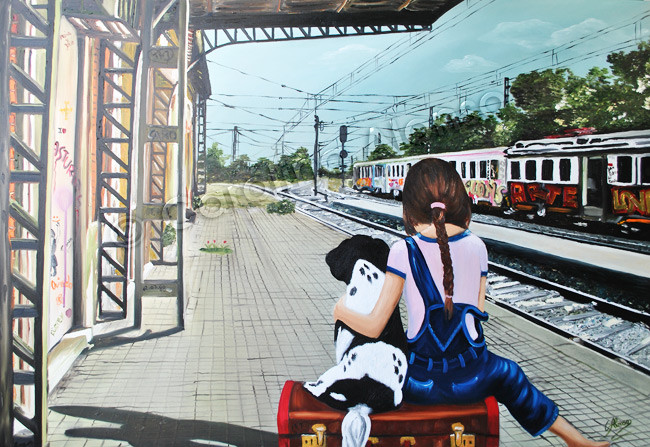 "El tren de la vida" (2015), 80 x 120 cm, oil on canvas