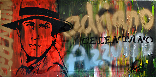 Azzurro... (2012), 40 x 80 cm, Mixed Media auf Leinwand