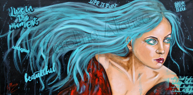 Unique (2025), 50 x 100 x 4 cm, Acryl auf Leinwand