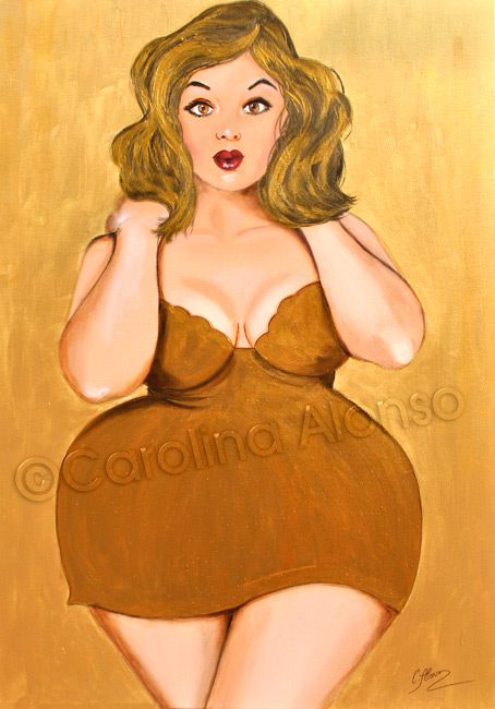 Curvy in Gold! (2018), 100 x 70 cm, Acryl auf Leinwand