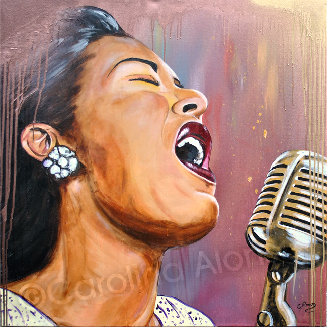 Billie Holiday, (2022), 80 x 80 cm, Mixed Media on canvas