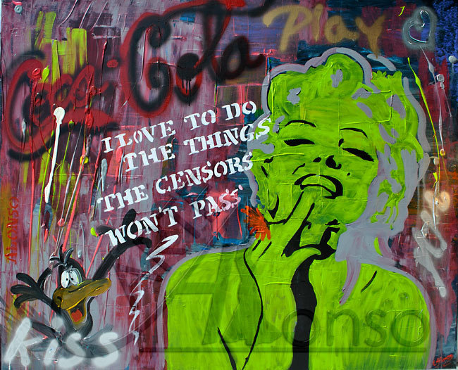 I Love To Do.....  (2012), 100 x 120 cm, Mixed Media auf Leinwand