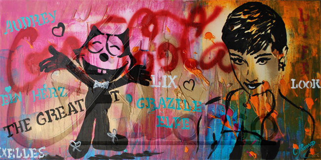 Grazile Elfe (2013), 40 x 80 cm, Mixed Media auf Leinwand