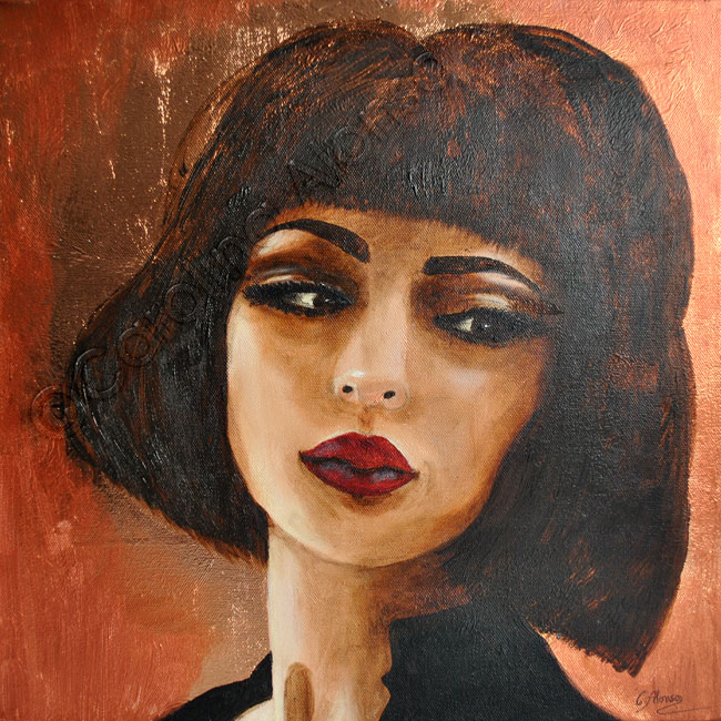 „Lockdown“ (2020), 40x40 cm, acrylic on copper leaf on canvas