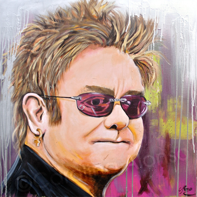 Sir Elton John, (2022), 80 x 80 cm, Mixed Media on canvas