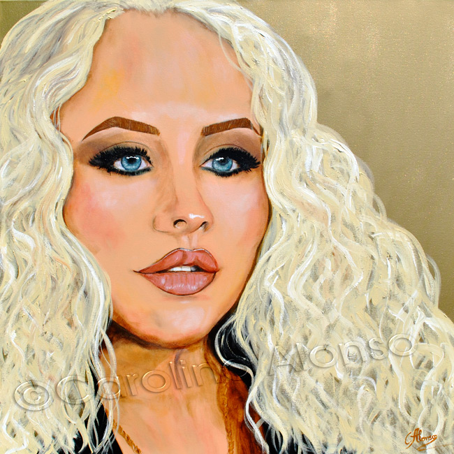 Christina Aguilera "Beautiful" (2023), 80 x 80 cm, Mixed Media on canvas