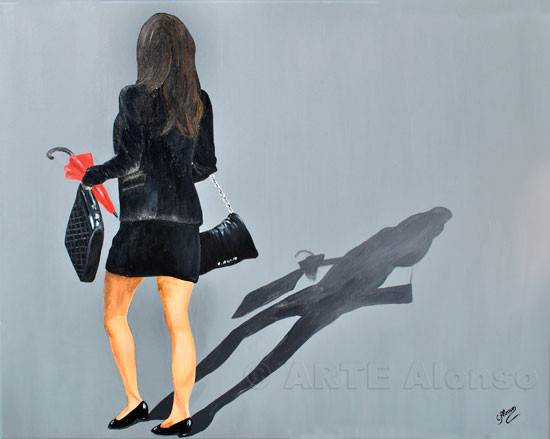 Auf zur Arbeit....(2011),  80 x 100 cm, Acryl auf Leinwand