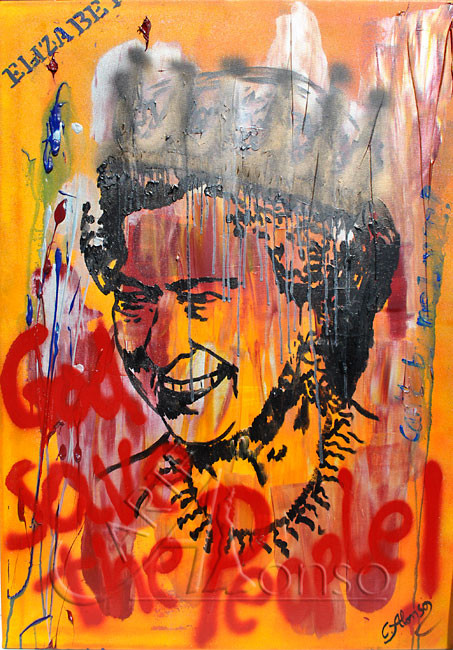 Crazy Queen (2012), 100 x 70 cm, Mixed Media auf Leinwand