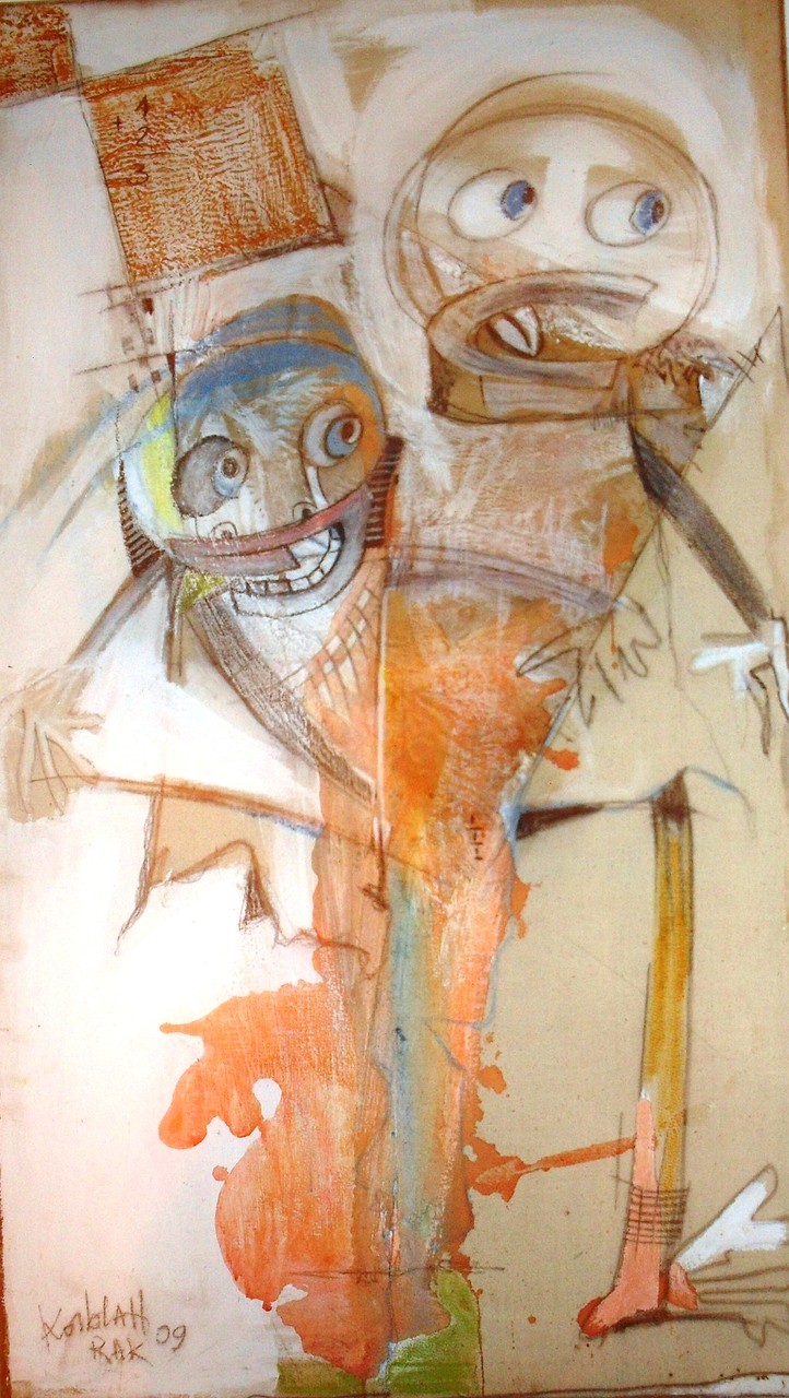 Ecoliers, 2 - 2009 - 50 x 70 cm - Acrylique, pastel, collage