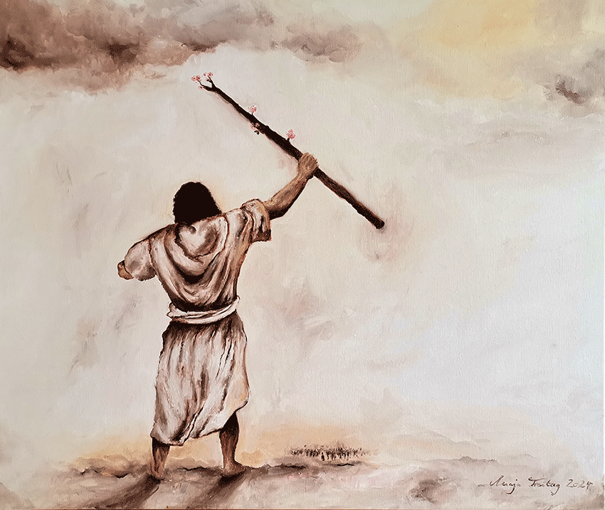 Aarons Stab | 40 cm x 50 cm | Öl