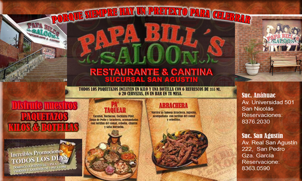 Papa Bill's restaurante y Cantina Anuncio