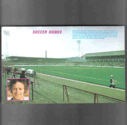 Ewood Park early 1970s. Blackburn End and Riverside Stand. Inset: Mick Heaton.