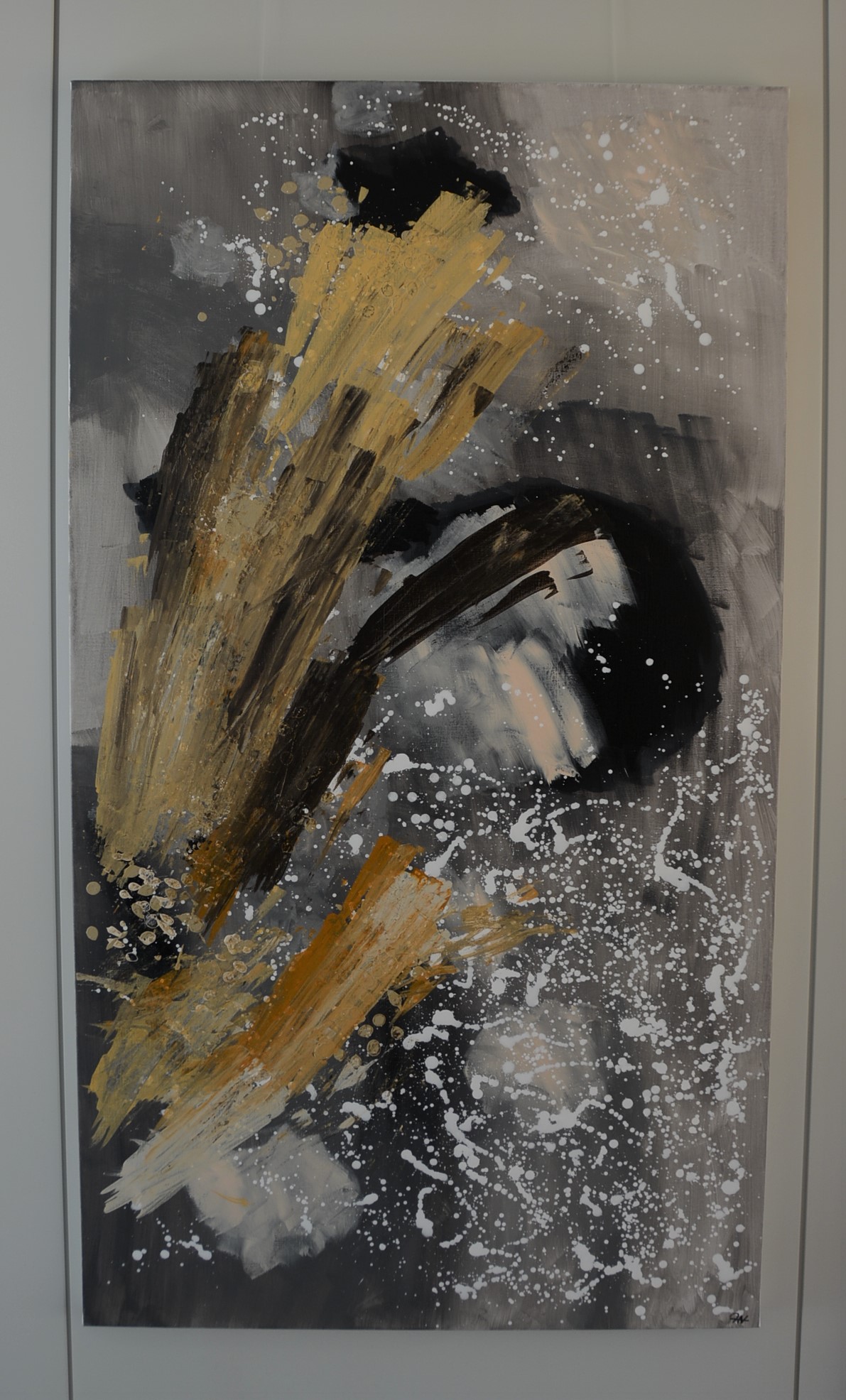 Titel: 'Beweeglijk verbonden',  180 x 100 cm, Acryl op linnen (Aluframe), Maart 2020. Prijs € 2.000,-.