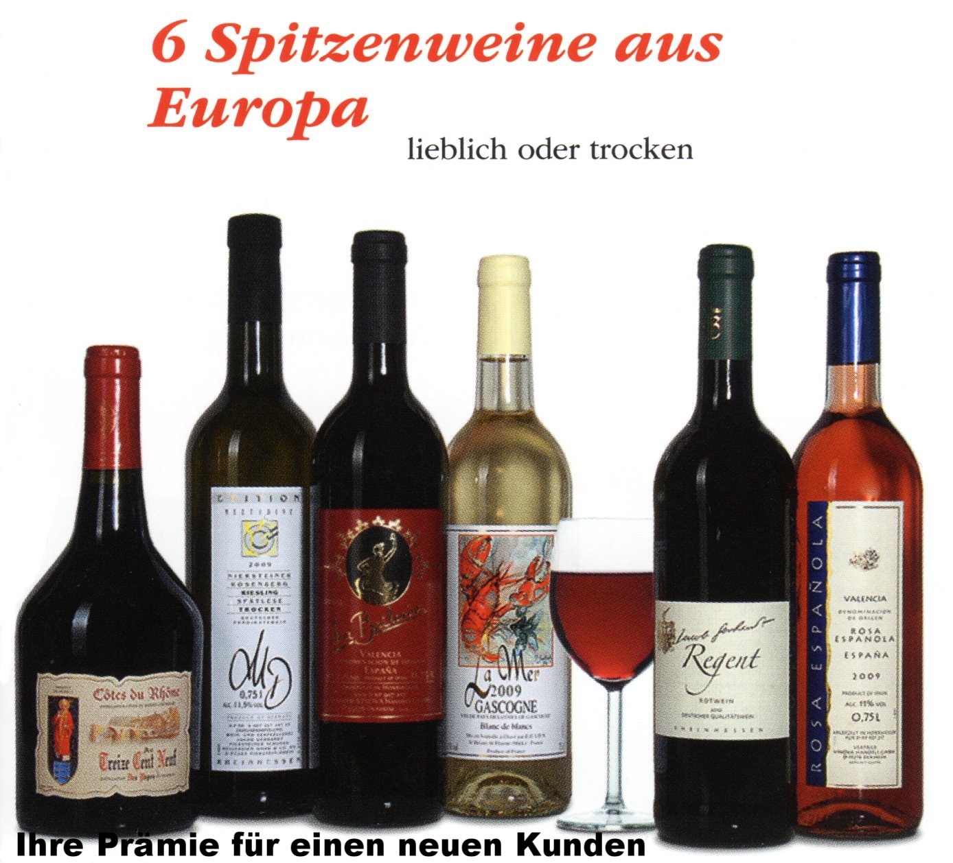 6 Flaschen Wein trocken oder lieblich