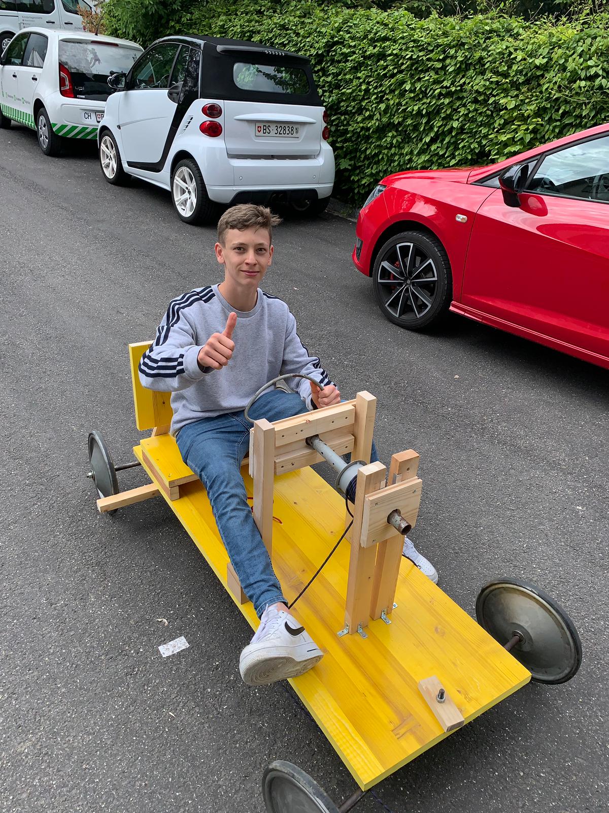 Jacob beim Seifenkisten-Test