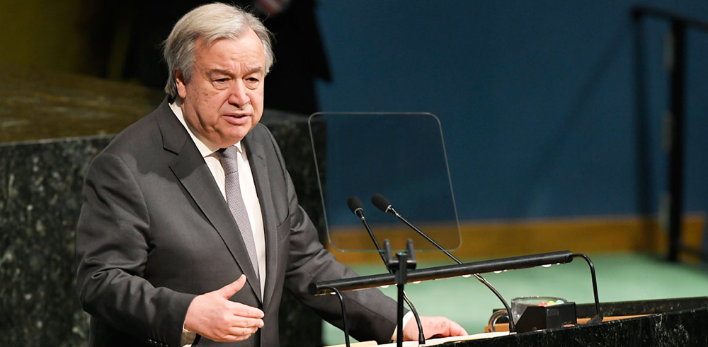  Photo ONU/Evan Schneider Le Secrétaire général António Guterres à l'ouverture du Forum Boao 2018 pour l'Asie dans la province de Hainan, en Chine.