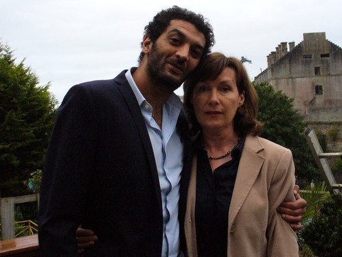 Ramzy  Bedia et Geneviève Robin, photo de tournage à Brest