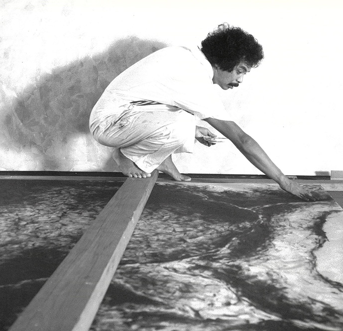〈触〉制作風景　1989年（撮影：馬場直樹）©The Estate of Katsuro Yoshida / Courtesy of Yumiko Chiba Associates