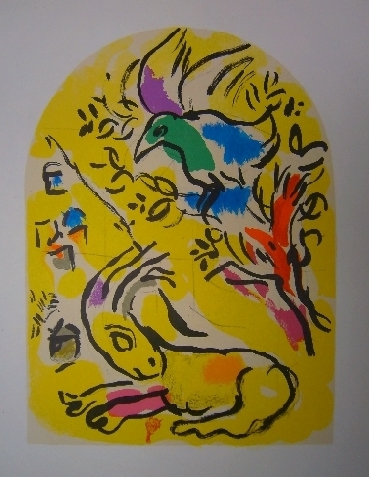 Marc Chagall & Charles Sorlier, Original lithograph Naphtali, first color study from Jerusalem Windows PC.049 (1962)