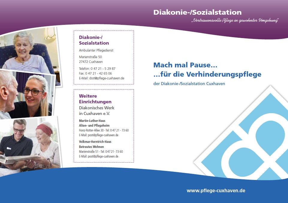 Mach Mal Pause Fur Die Verhinderungspflege Der Diakonie Sozialstation Alten Und Pflegeheim Ambulanter Pflegedienst Und Betreutes Wohnen In Cuxhaven