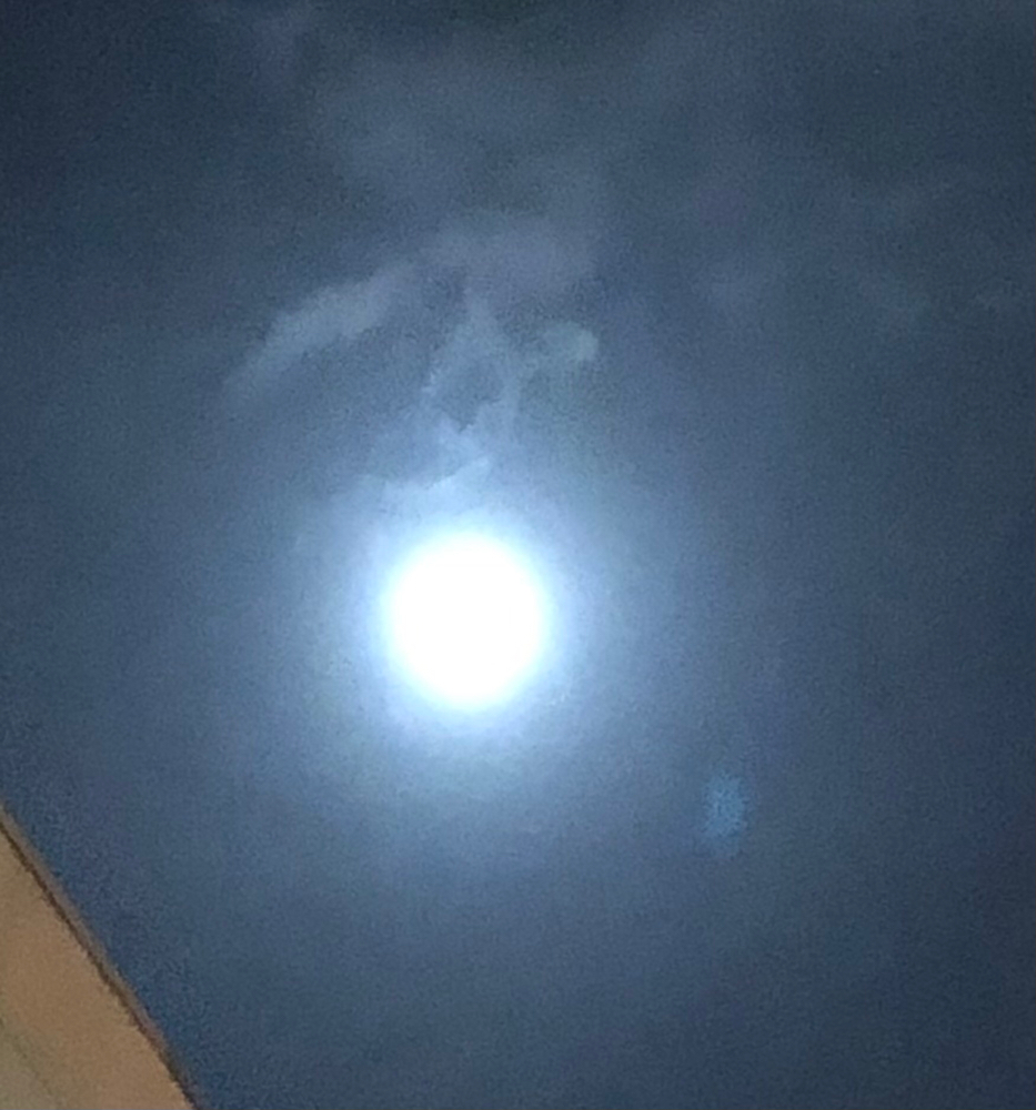 青めに写ったお月様🌕✨