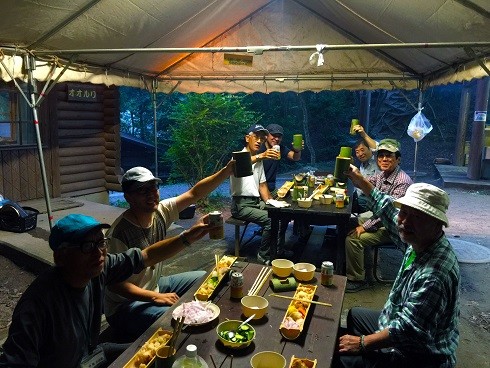 乾杯～♪　竹コップは炭酸には向きません(汗)