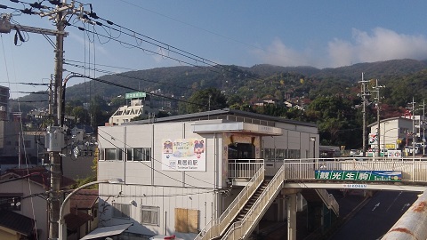 集合地点である、近鉄生駒ケーブル　鳥居前駅