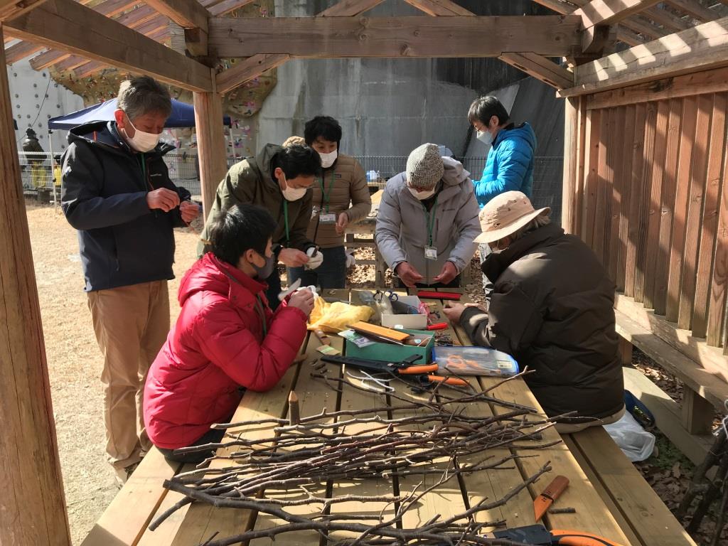 サクラの小枝でクラフト