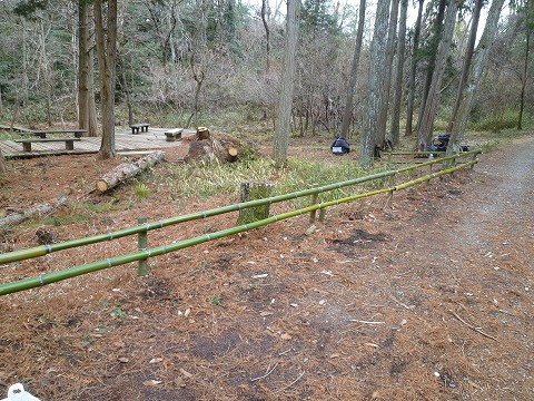 八つ橋の竹柵の作業後