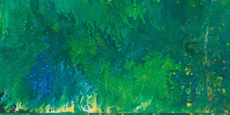 Green ocean - Fluid Painting, 100x50 cm, 2017, S. Ulrich - VERKAUFT