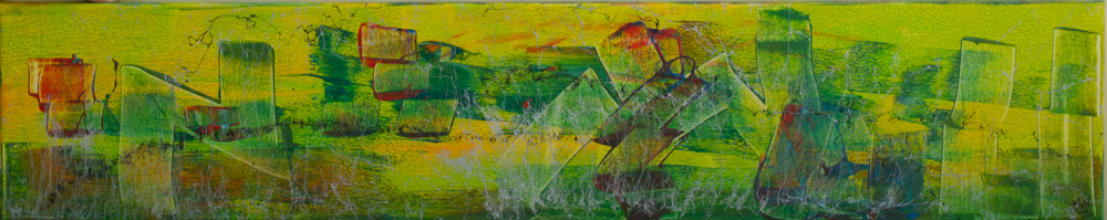 Die grüne Stadt - Acryl auf Leinwand, 100x20 cm, 2006/2023, M. Weber - VERKAUFT