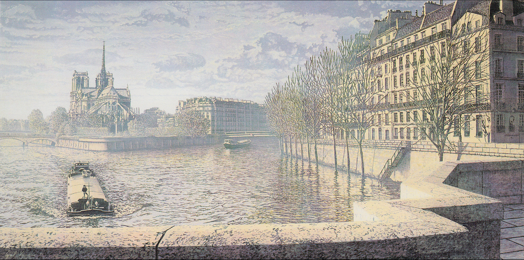 Notre Dame vue du pont de la Tournelle - acrylique sur toile